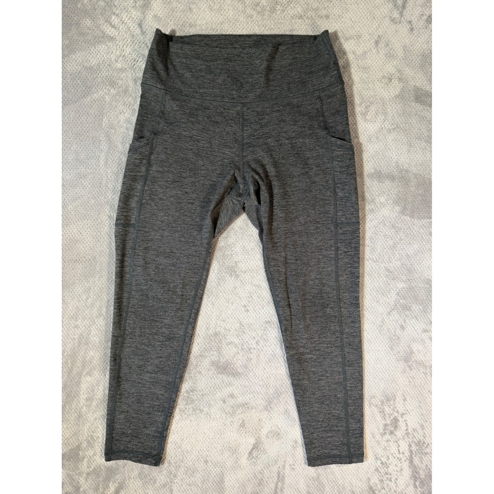 Aerie Chill Play Move Leggings Women's Large Heather Gray High Rise Side Pockets